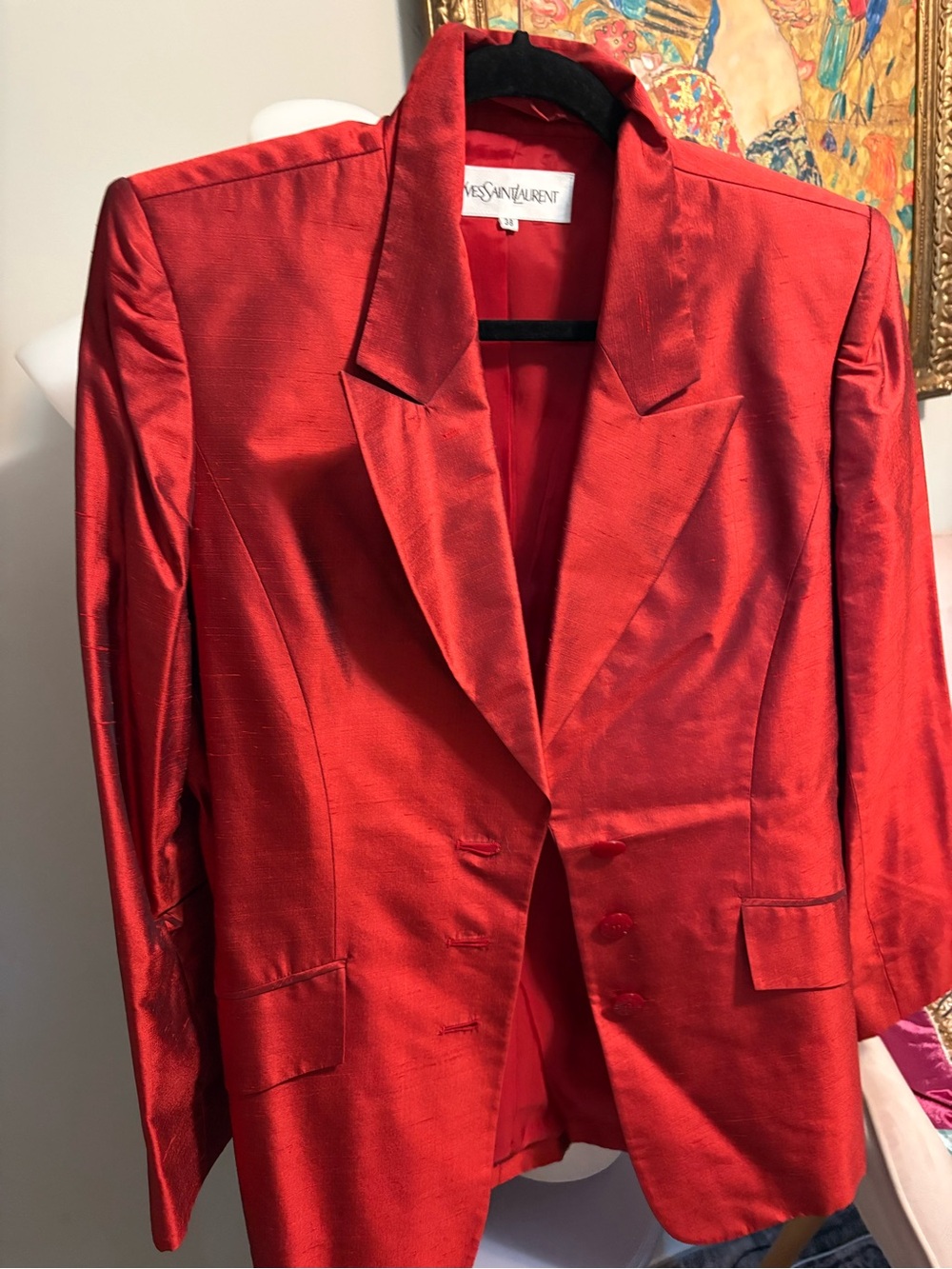 Yves Saint Laurent red vintage blazer 1990’s size 38 - pristine ❤️ - Picture 2 of 10